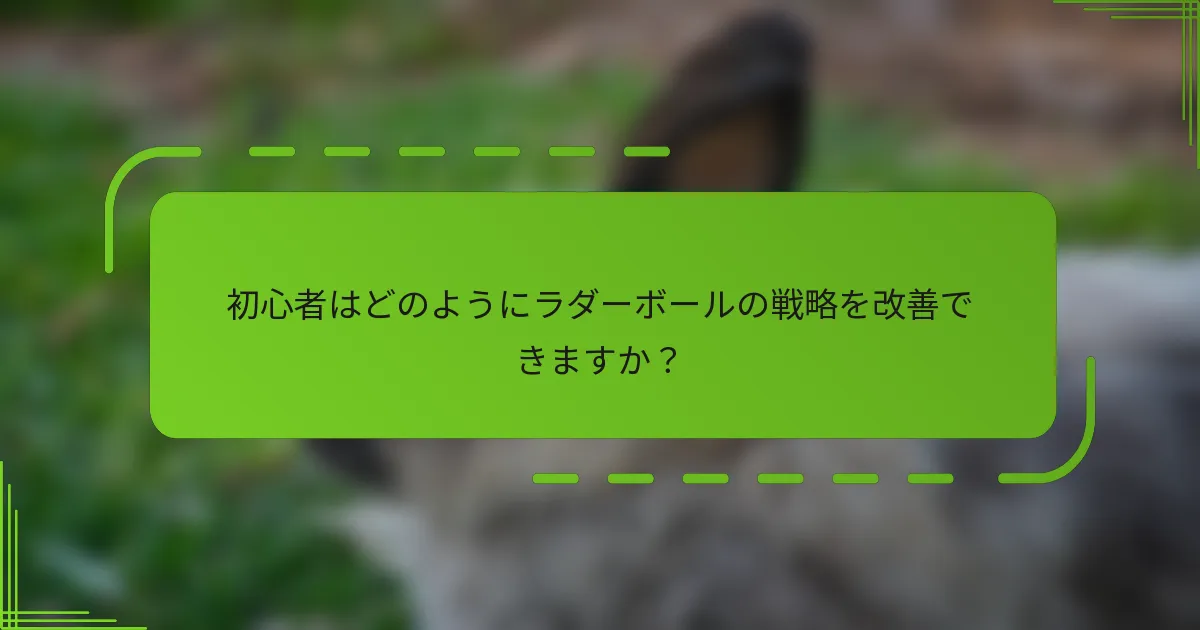 初心者はどのようにラダーボールの戦略を改善できますか？