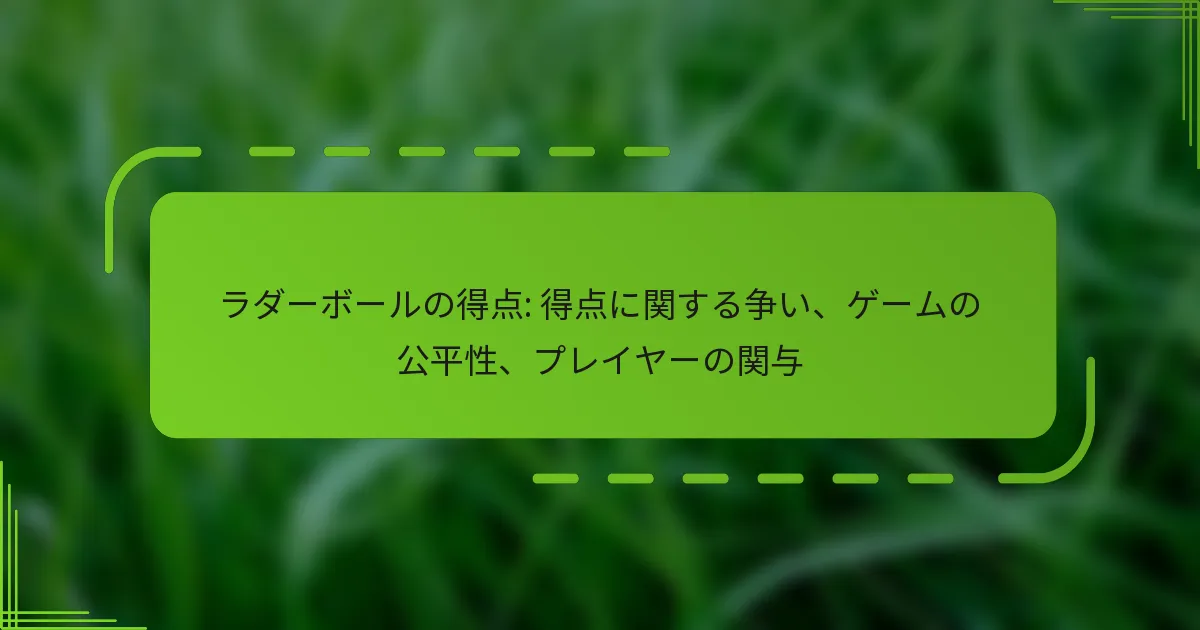 ラダーボールの得点: 得点に関する争い、ゲームの公平性、プレイヤーの関与