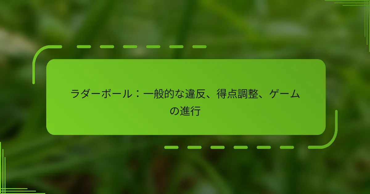 ラダーボール：一般的な違反、得点調整、ゲームの進行