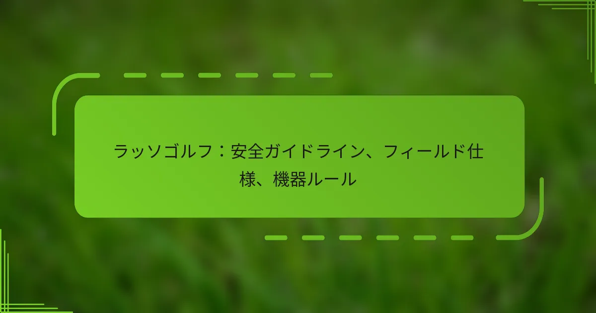 ラッソゴルフ：安全ガイドライン、フィールド仕様、機器ルール