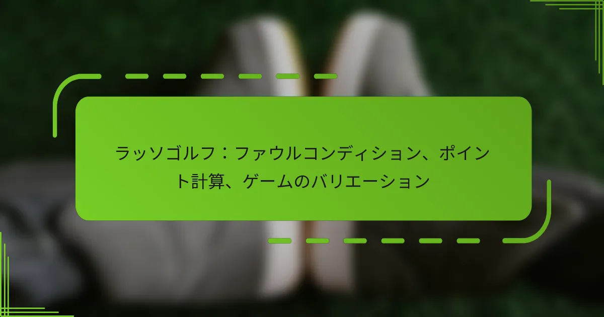 ラッソゴルフ：ファウルコンディション、ポイント計算、ゲームのバリエーション