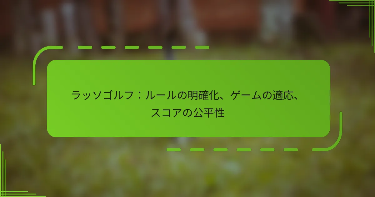 ラッソゴルフ：ルールの明確化、ゲームの適応、スコアの公平性