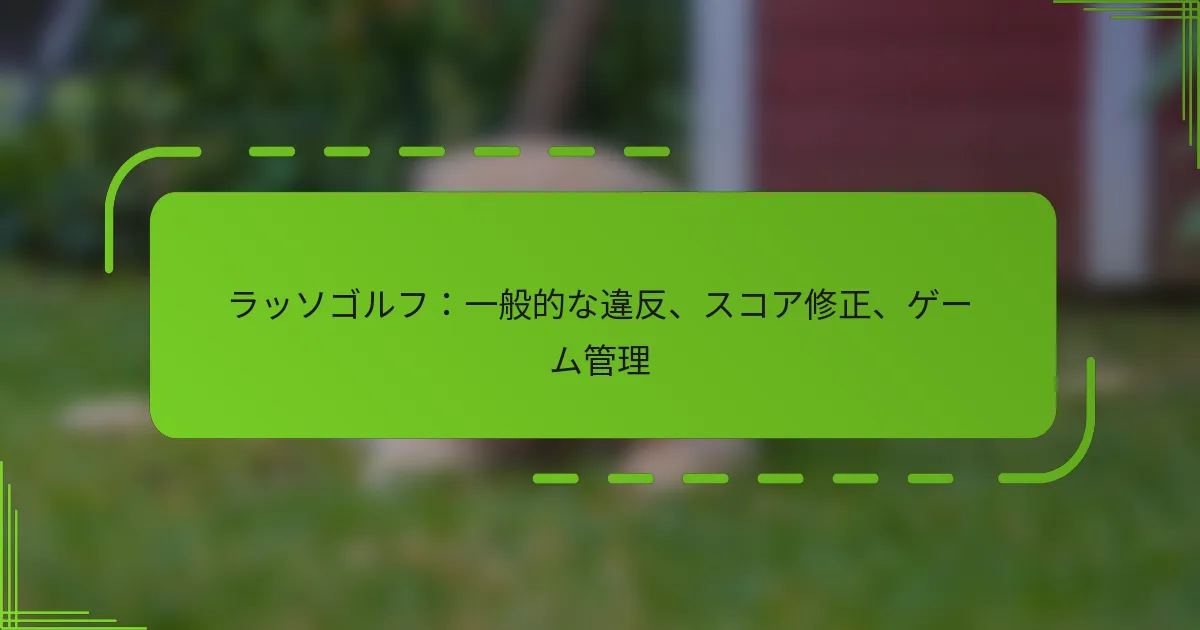 ラッソゴルフ：一般的な違反、スコア修正、ゲーム管理
