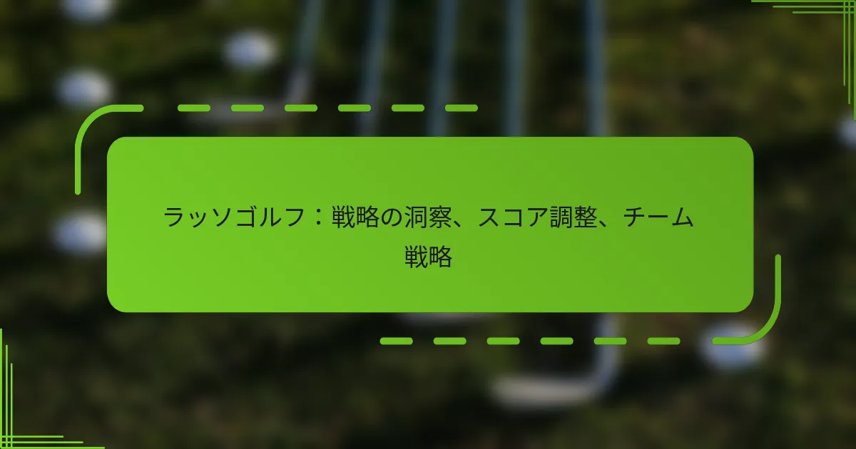 ラッソゴルフ：戦略の洞察、スコア調整、チーム戦略