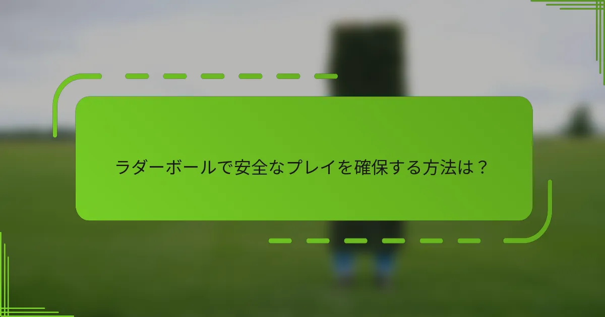 ラダーボールで安全なプレイを確保する方法は？