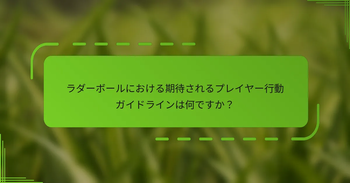 ラダーボールにおける期待されるプレイヤー行動ガイドラインは何ですか？