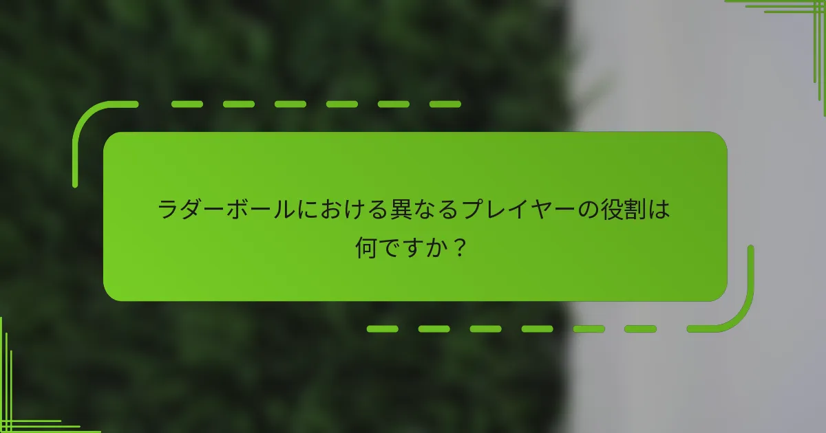 ラダーボールにおける異なるプレイヤーの役割は何ですか？