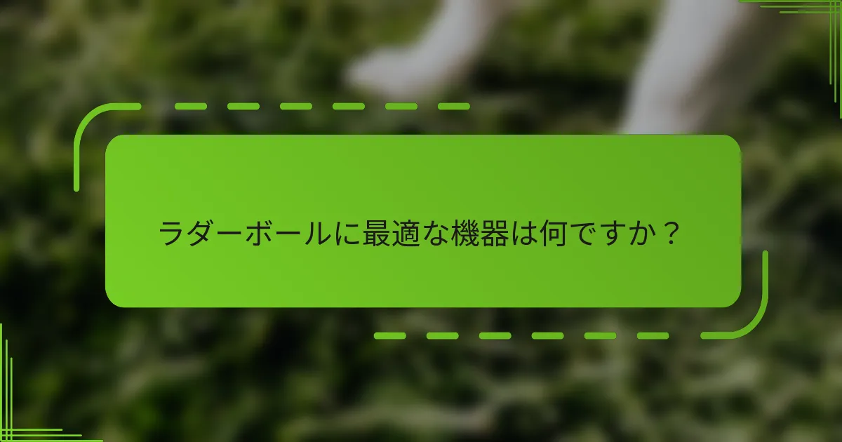 ラダーボールに最適な機器は何ですか？