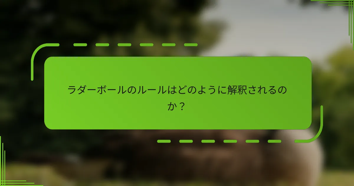 ラダーボールのルールはどのように解釈されるのか？