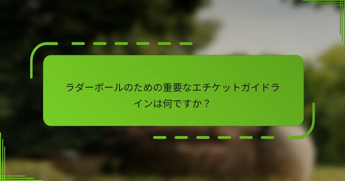 ラダーボールのための重要なエチケットガイドラインは何ですか？